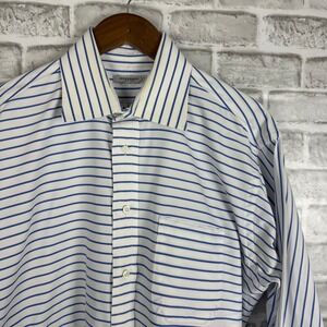 Burberry London Men Button Down Shirt 16 R Nautical Striped Long Sleeve USA Made